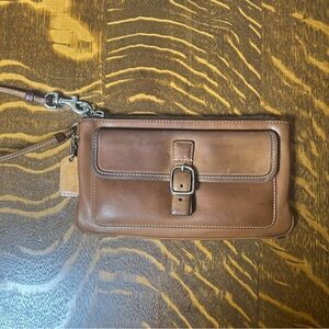 Coach Vintage SoHo Brown Leather Wristlet with Buckle Front